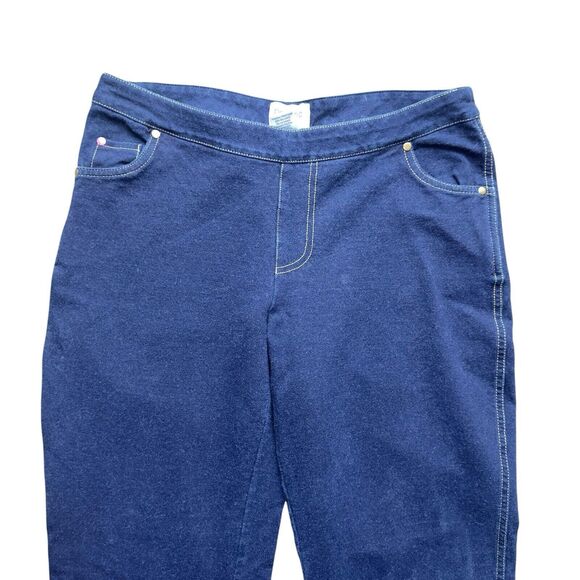 Pajama Jeans Womens Medium Pull On Stretch Pants Denim Wide Leg Dark Wash - Picture 4 of 16